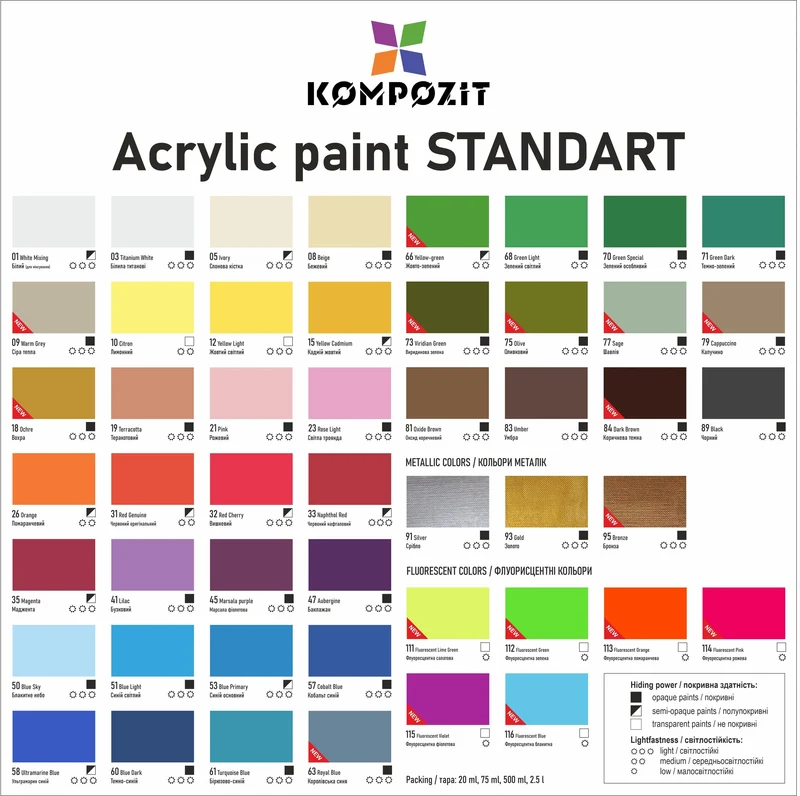 Acrylfarbe STANDART Kompozit Metallic 20 ml