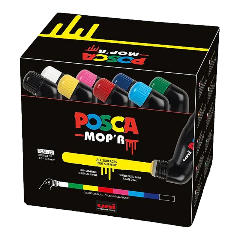 Posca PCM-22 8C MOP´R комплект маркери, 3 – 19 mm, микс от цветове (8 бр.)