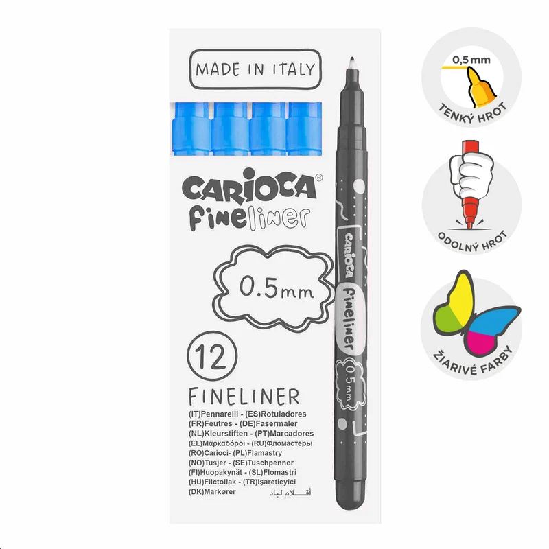 Тънкописци Carioca Fineliner 0,5 mm – 12 бр.