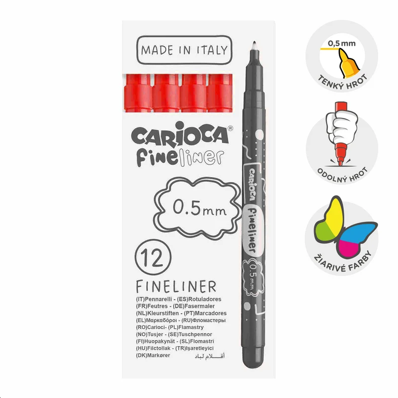 Finelineri Carioca Fineliner 0,5 mm – 12 kom