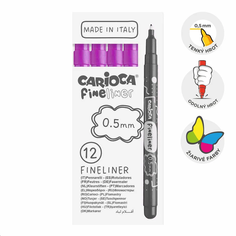 Finelineri Carioca Fineliner 0,5 mm – 12 kom