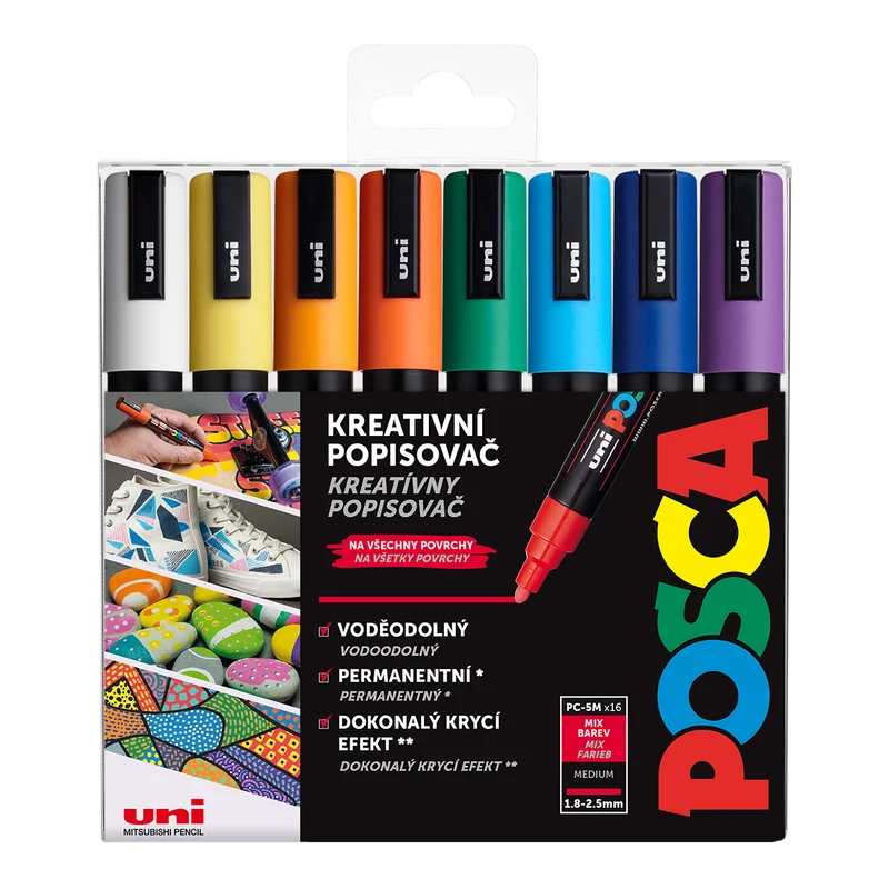 Σετ μαρκαδόροι Posca PC-5M, 1,8 – 2,5 mm, διάφορα χρώματα (16 τμχ)