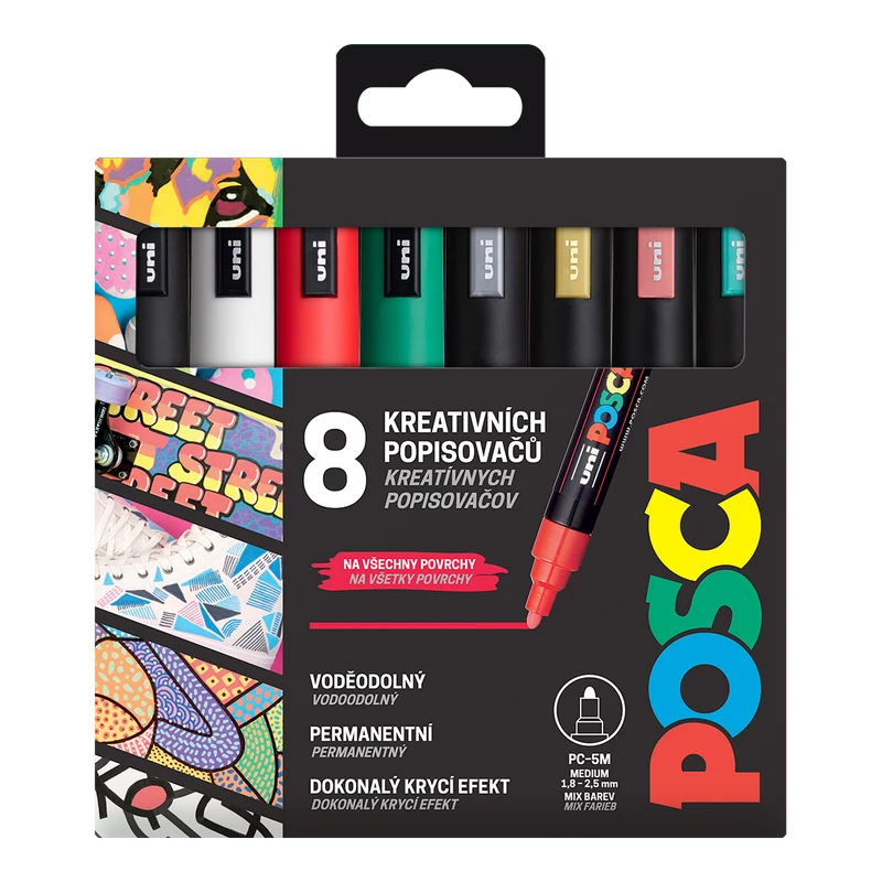Posca set markera PC-5M CHRISTMAS, 1,8 - 2,5 mm, božićne boje - 8 kom