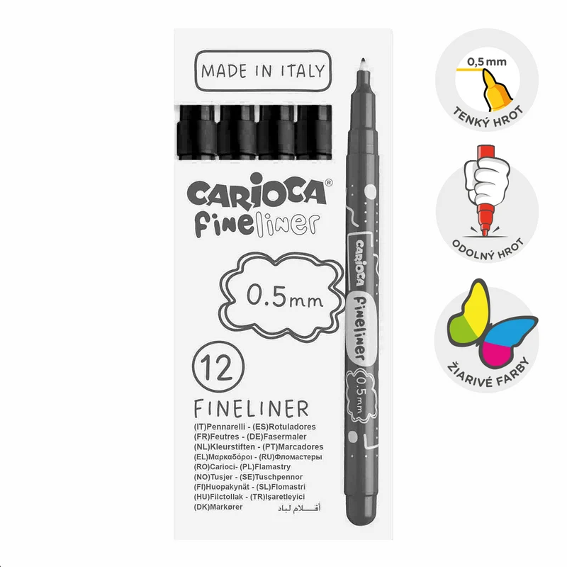 Λεπτοί μαρκαδόροι Carioca Fineliner 0,5 mm – 12 τμχ