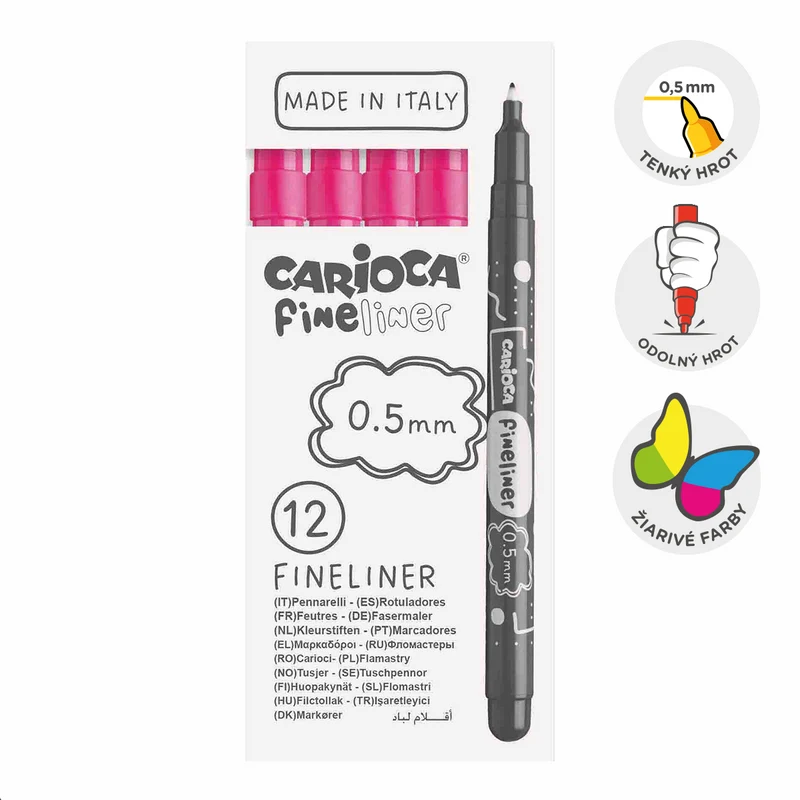 Λεπτοί μαρκαδόροι Carioca Fineliner 0,5 mm – 12 τμχ