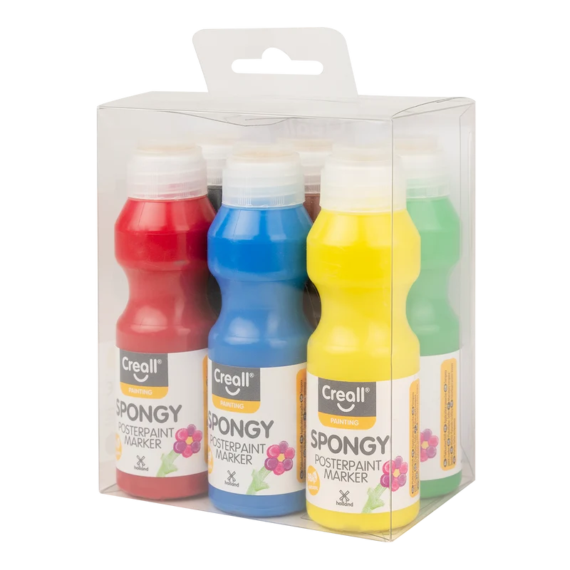 Set di tempere con spugnetta Creall Spongy – 6 × 70 ml