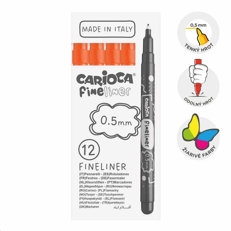 Fineliner a punta fine Carioca Fineliner 0,5 mm – 12 pz