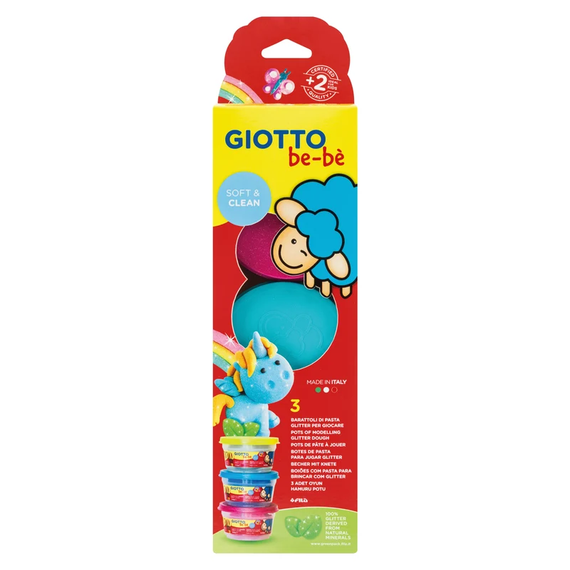 GIOTTO BE-BE μαλακή πλαστελίνη μοντελισμού με γκλίτερ 3 x 100 g