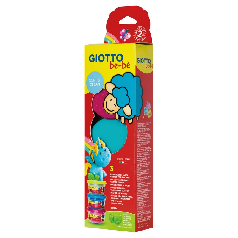 GIOTTO BE-BE mehka masa za modeliranje z bleščicami 3 x 100 g