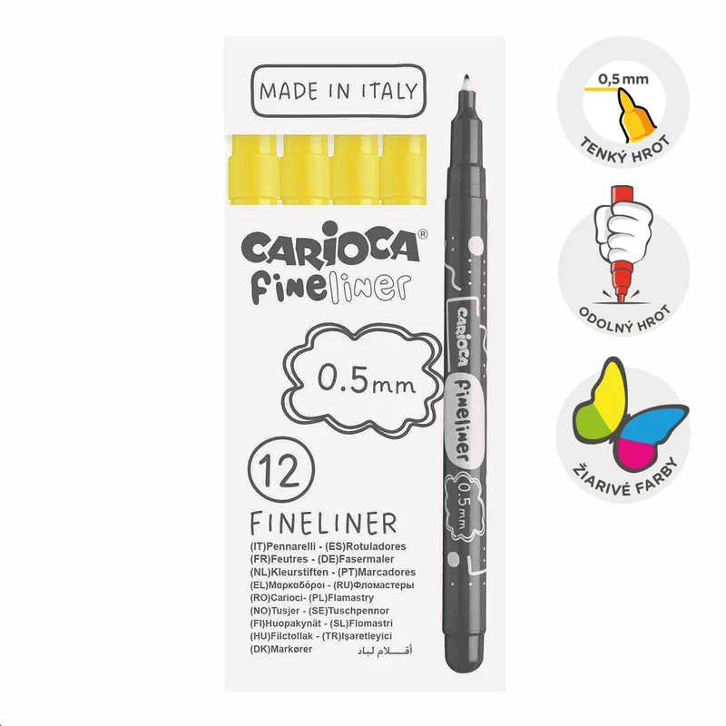 Jemné linery Carioca Fineliner 0,5 mm – 12 ks