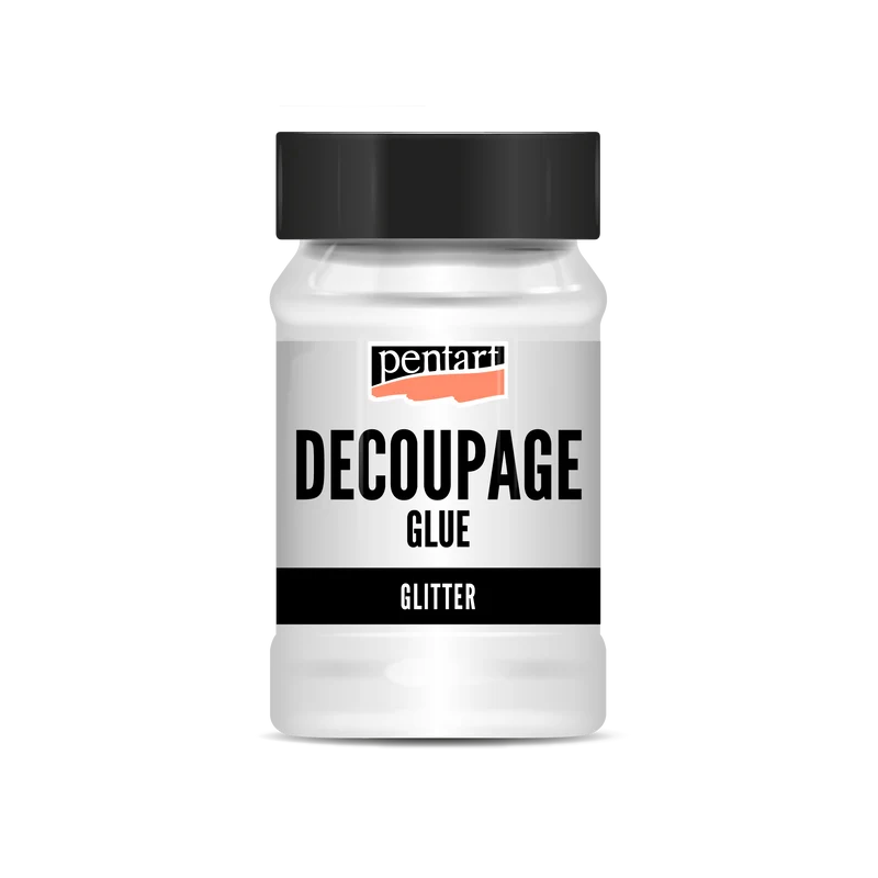Лепило и лак за декупаж с брокат Pentart - 100 ml