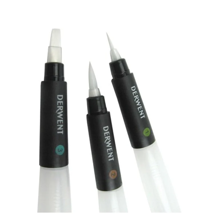 Derwent Waterbrush Multi-Pack – 3 Wasserpinsel mit Wassertank
