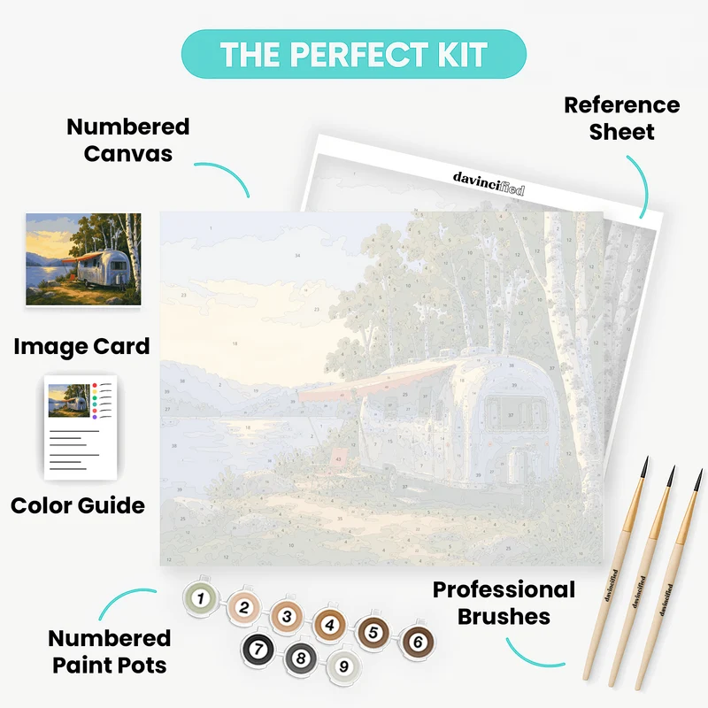 Vintage Airstream by the Lake - Paint by Numbers Kit