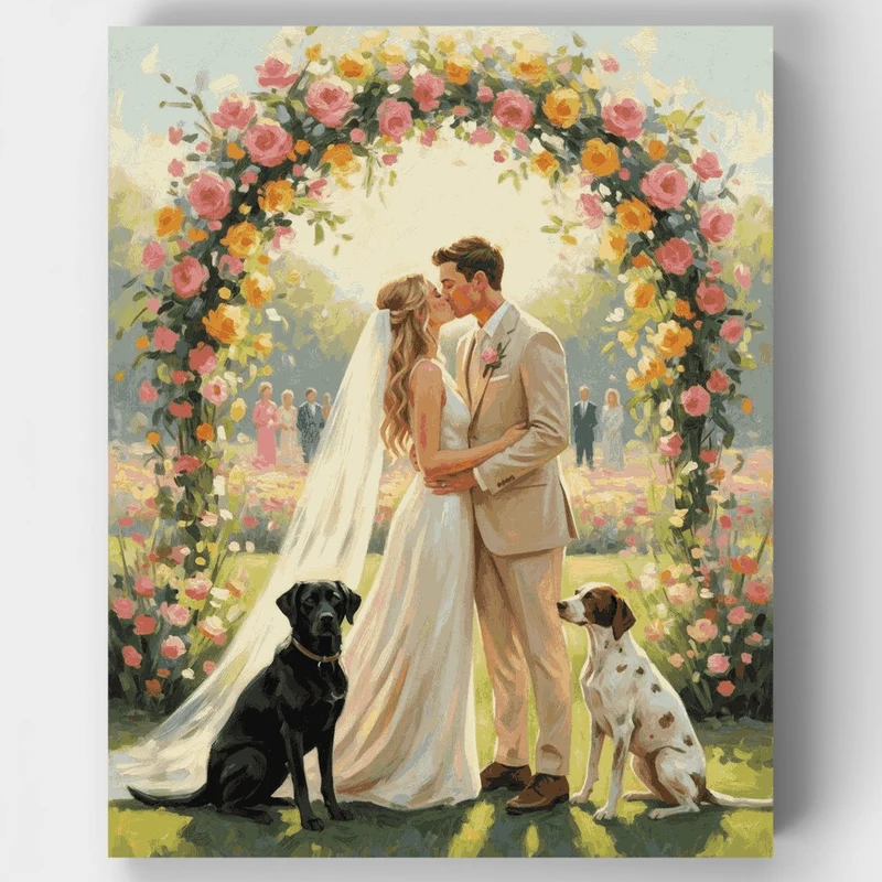 Wedding Ceremony Under Floral Arch - Paint by Numbers Kit