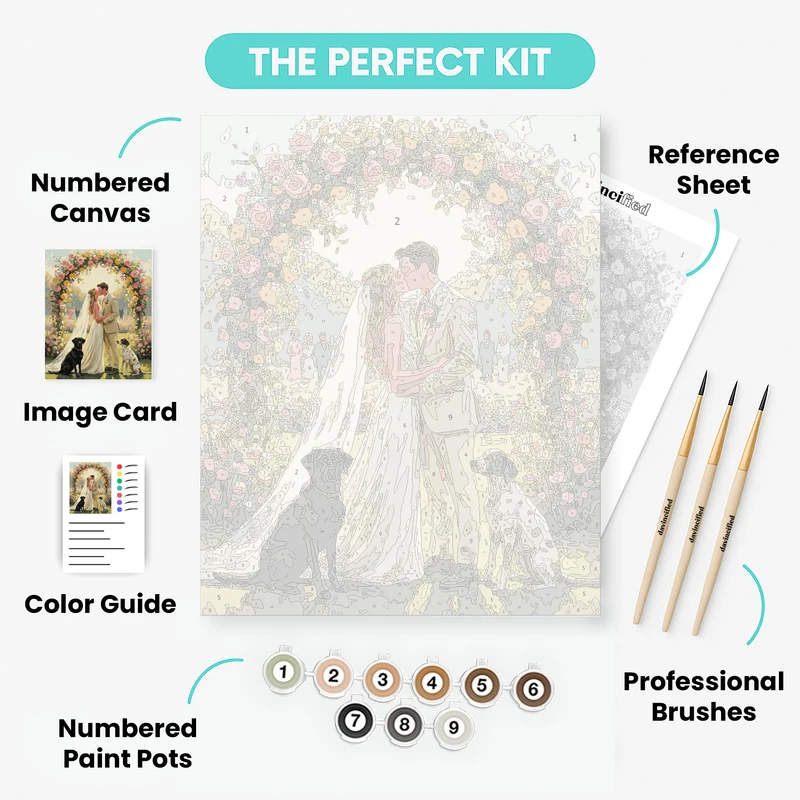 Wedding Ceremony Under Floral Arch - Paint by Numbers Kit