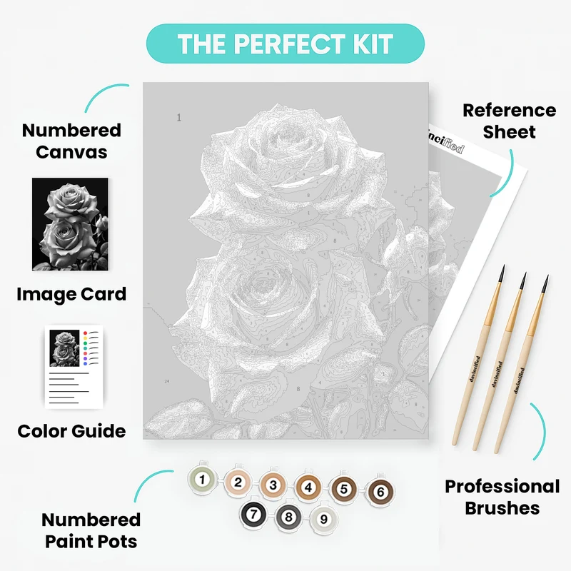 Black and White Roses - Paint by Numbers Kit