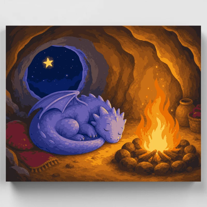 Sleeping Dragon by the Fire - Paint by Numbers Kit