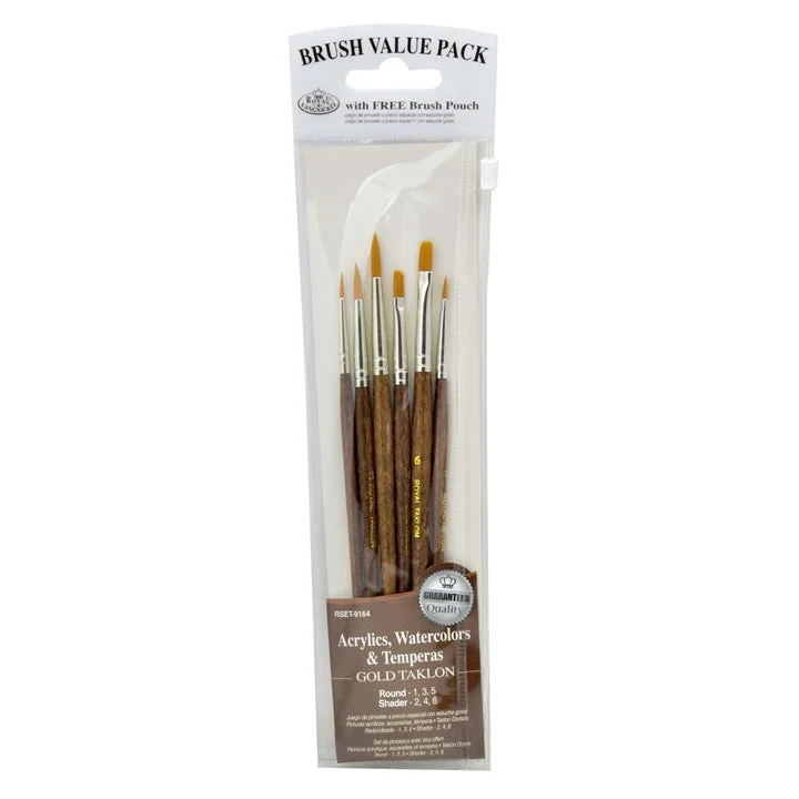 Royal and Langnickel Gold Taklon Brush Set of 6