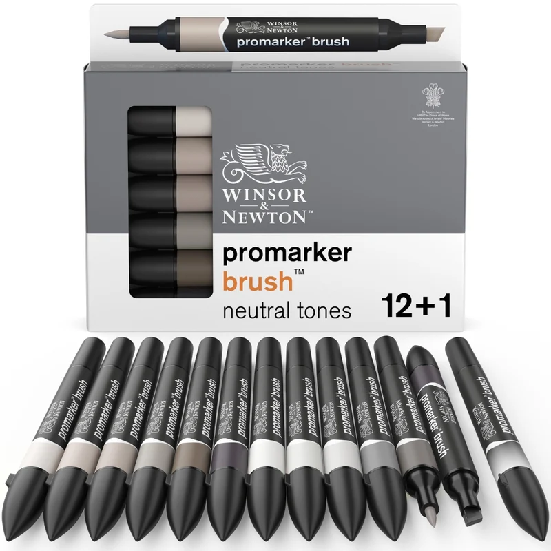 Winsor and Newton - Promarker Brush 12 Set GREYS