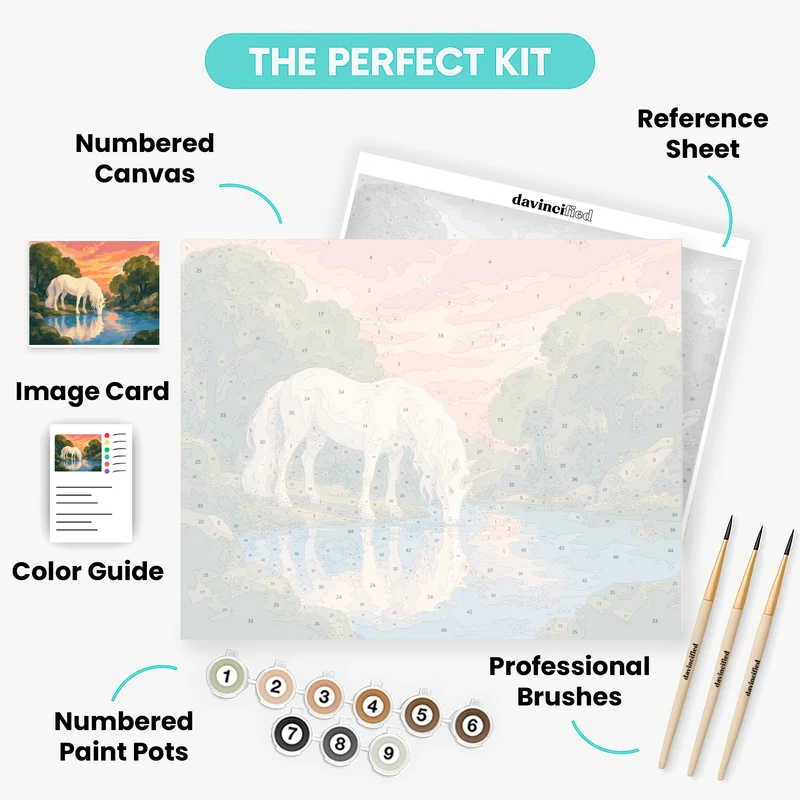 Unicorn at Sunset River - Paint by Numbers Kit