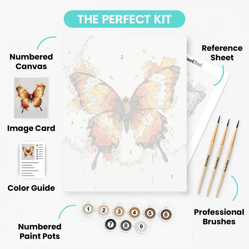Vibrant Watercolor Butterfly - Paint by Numbers Kit