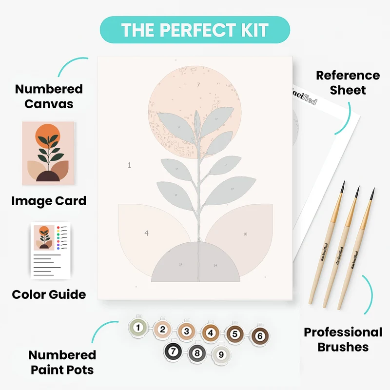 Boho Plant with Sun - Paint by Numbers Kit