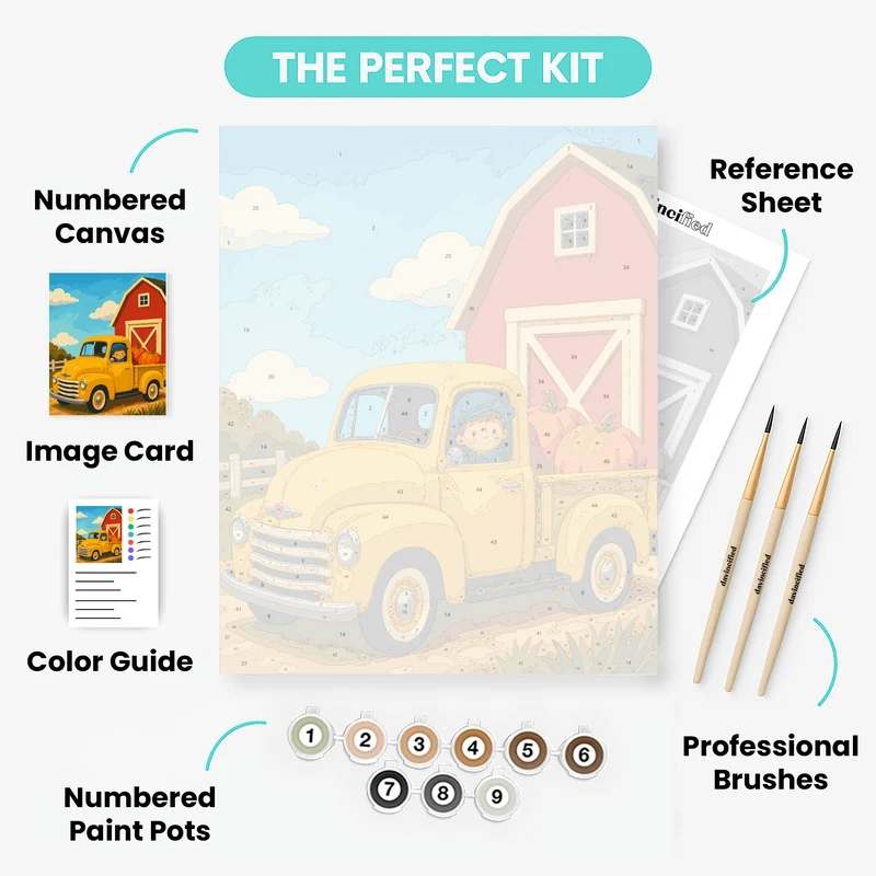 Farm Pumpkin Harvest Truck - Paint by Numbers Kit