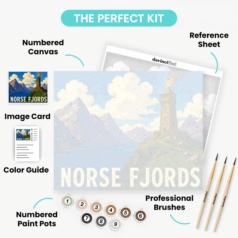 Norse Fjords Viking Watchtower - Paint by Numbers Kit