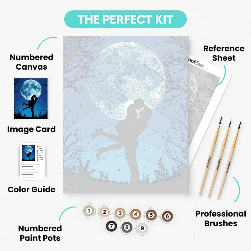 Moonlight Kiss Under the Full Moon - Paint by Numbers Kit