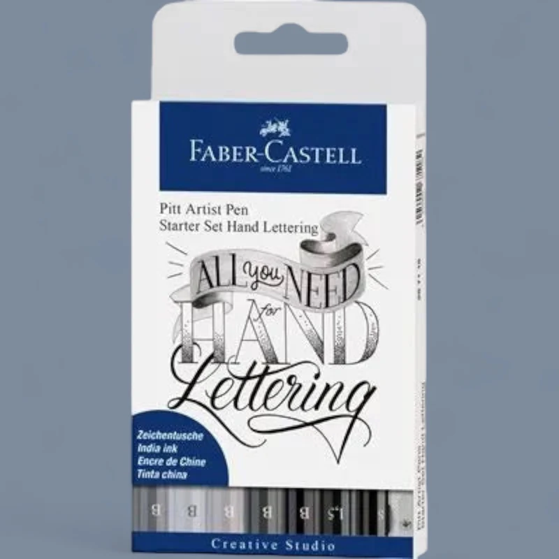 Faber Castell Pitt Artist Pen Tuschestifte, 8er Etui Lettering, Starter Set