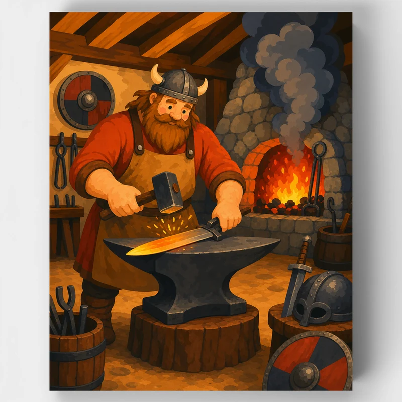 Viking Blacksmith Forge - Paint by Numbers Kit