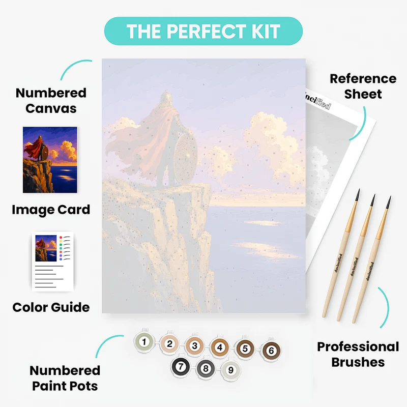 Viking Sentinel at Sunset Cliffs - Paint by Numbers Kit