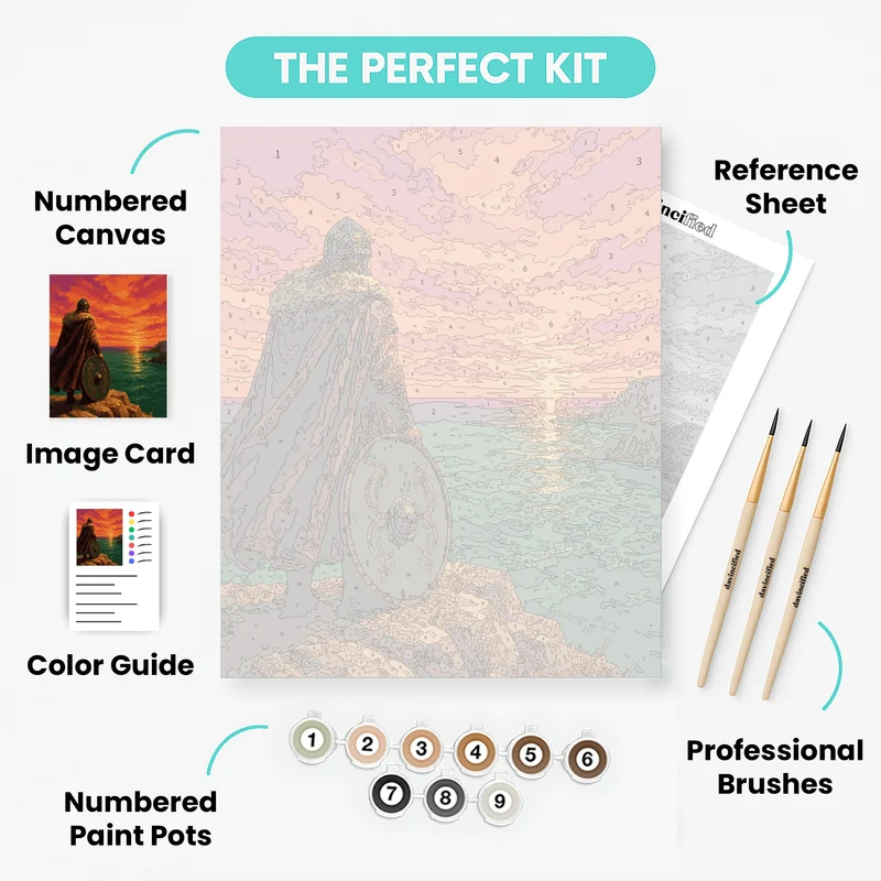 Viking Warrior at Sunset Coast - Paint by Numbers Kit