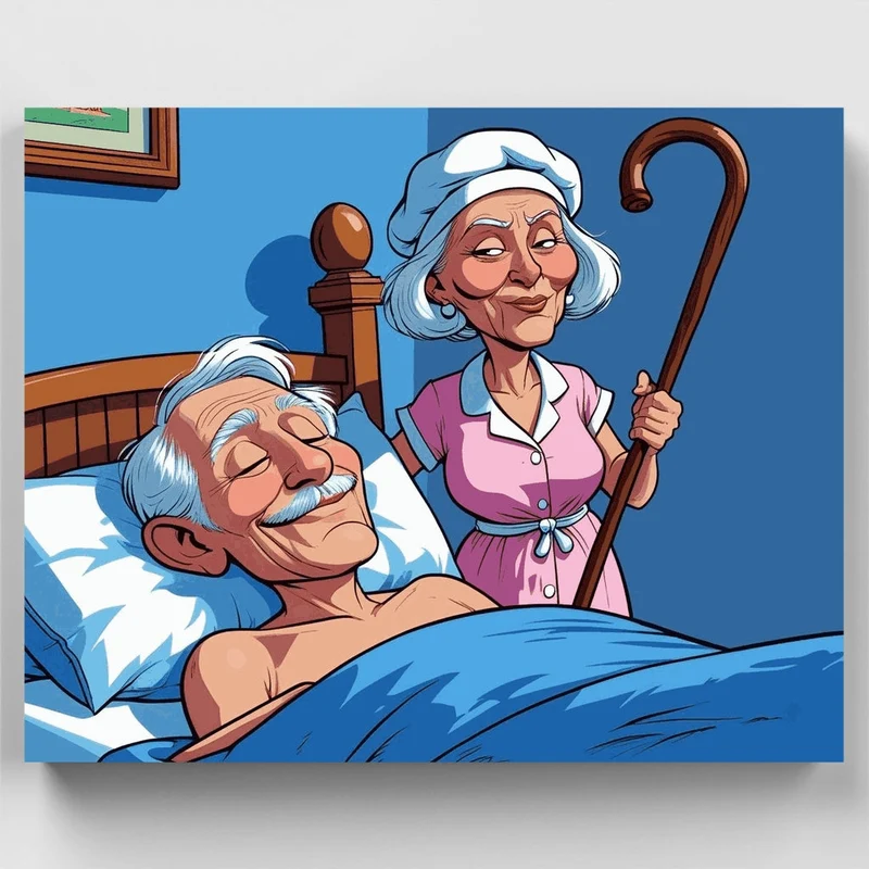 Sleeping Grandpa and the Sneaky Grandma - Paint by Numbers Kit