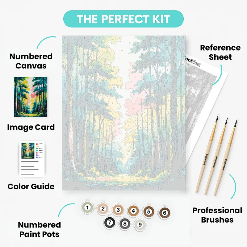 Enchanted Watercolor Forest Path - Paint by Numbers Kit