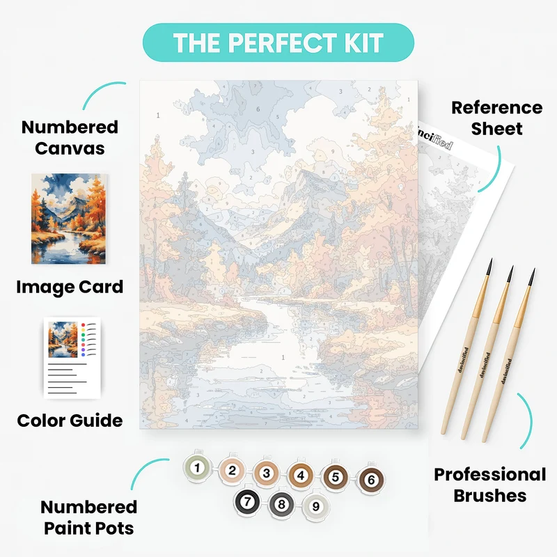 Autumn River Mountain Retreat - Paint by Numbers Kit
