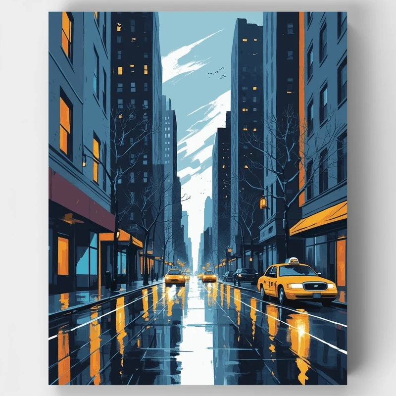 Manhattan Rainy Streets - Paint by Numbers Kit