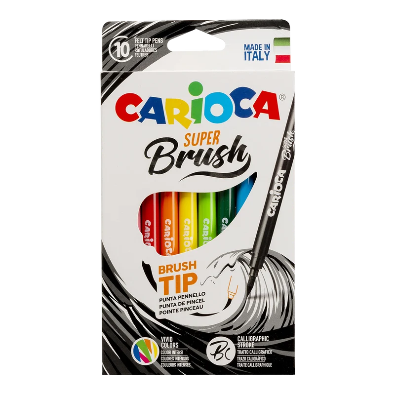 Carioca Brush flomastri s čopičasto konico, 10 kosov, mešane barve