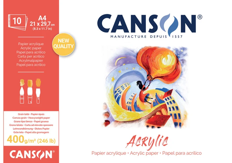 Canson Acrylblock CP Natural White 400 g/m² - 10 Blatt