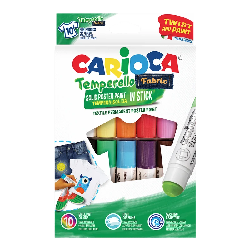 Carioca Textil-Temperafarben im Stick – 10er-Set