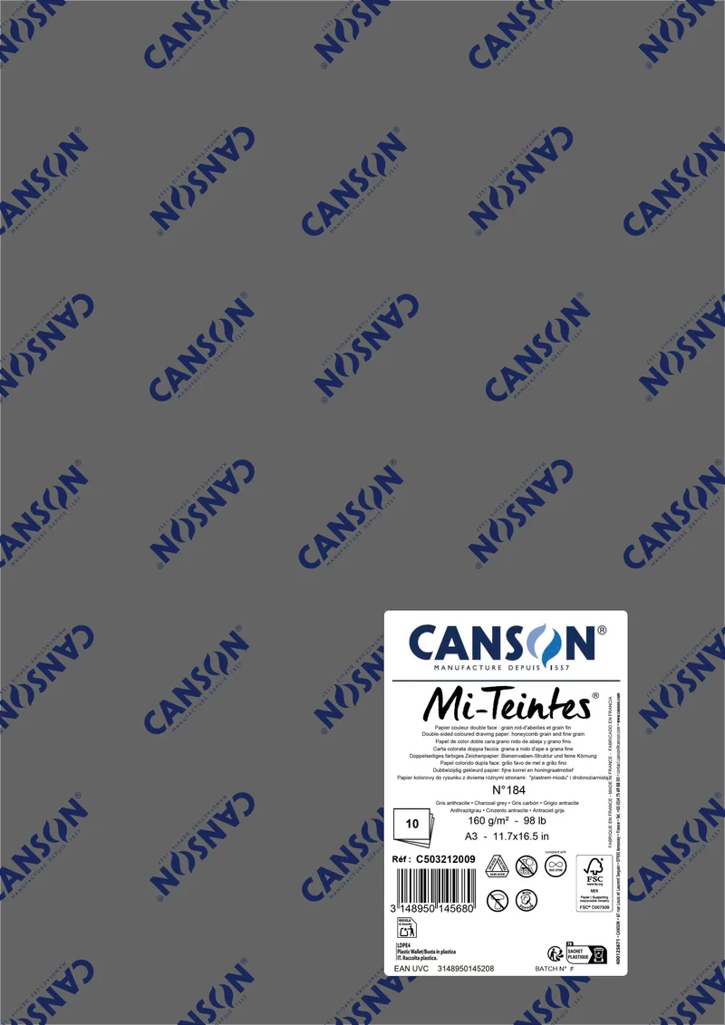 Pastellpapier Canson Mi-Teintes A3 160 g - 10 Bogen