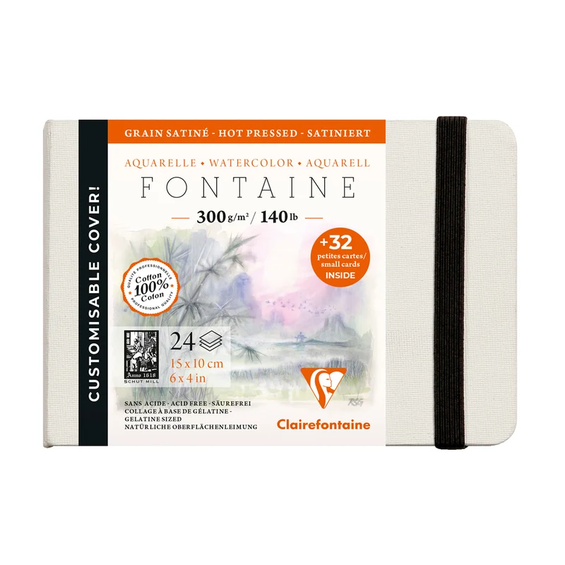 CLAIREFONTAINE Fontaine Aquarellbuch satiniert HP 300 g/m² – Festeinband