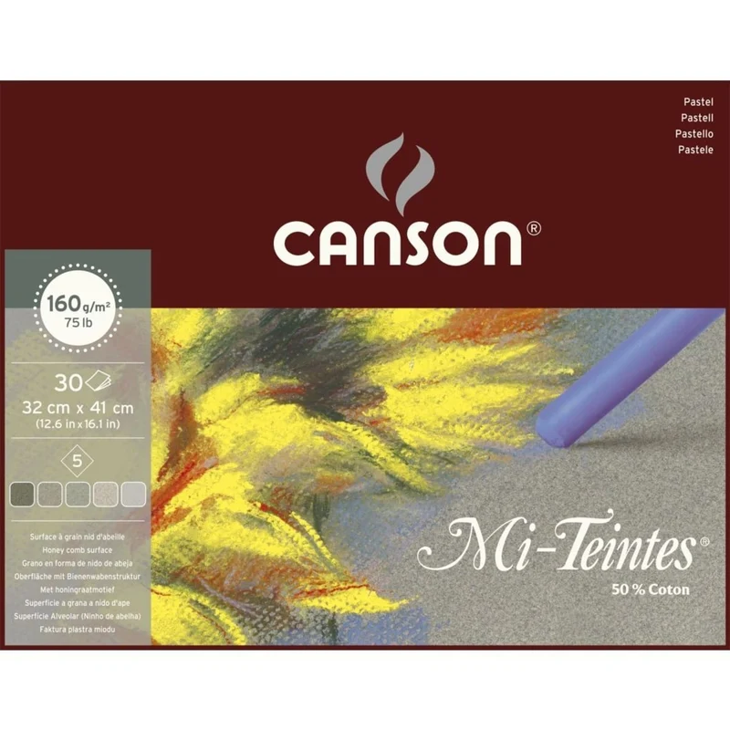 CANSON Mi-Teintes Pastellblock Grau 160 g/m² - 32 x 41 cm, 30 Blatt