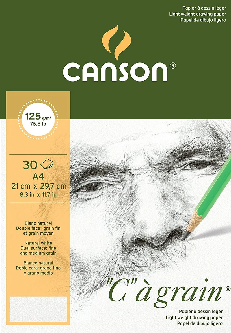 Скицник CANSON C a grain 125 g/m² - 30 листа, A4, финозърнест лепен