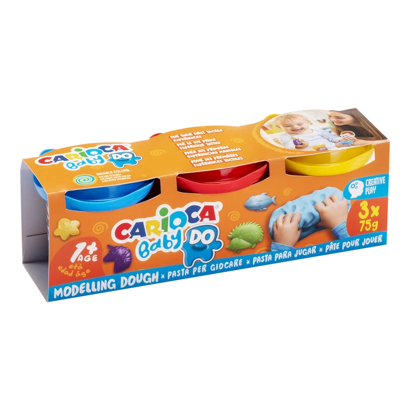 Carioca Baby Do 1+ πλαστελίνη μοντελισμού, 3 × 75 g, διάφορα χρώματα