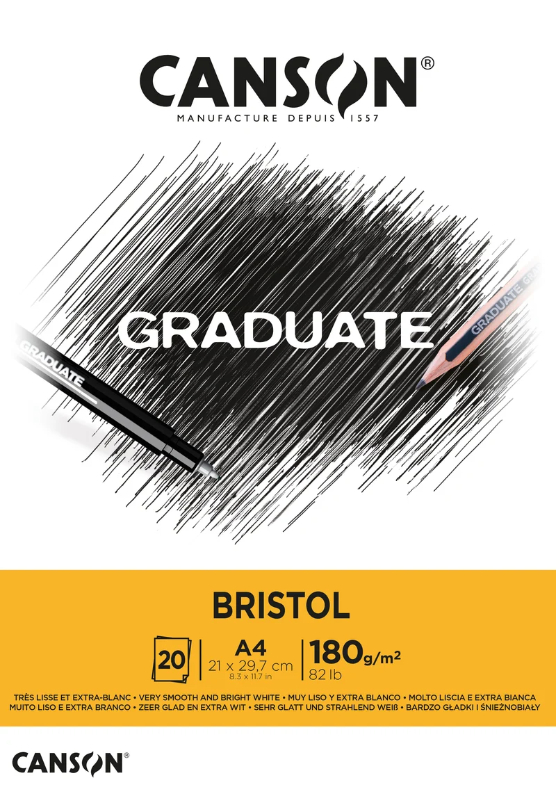 Kresliaci blok CANSON Graduate Bristol 180 g/m² A4 - 20 listov, lepený