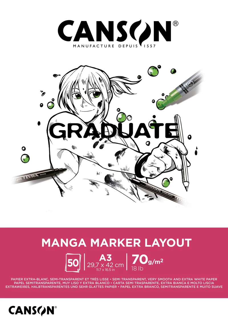 Canson Graduate Marker blok na fixky 70 g/m² A3 lepený - 50 listov