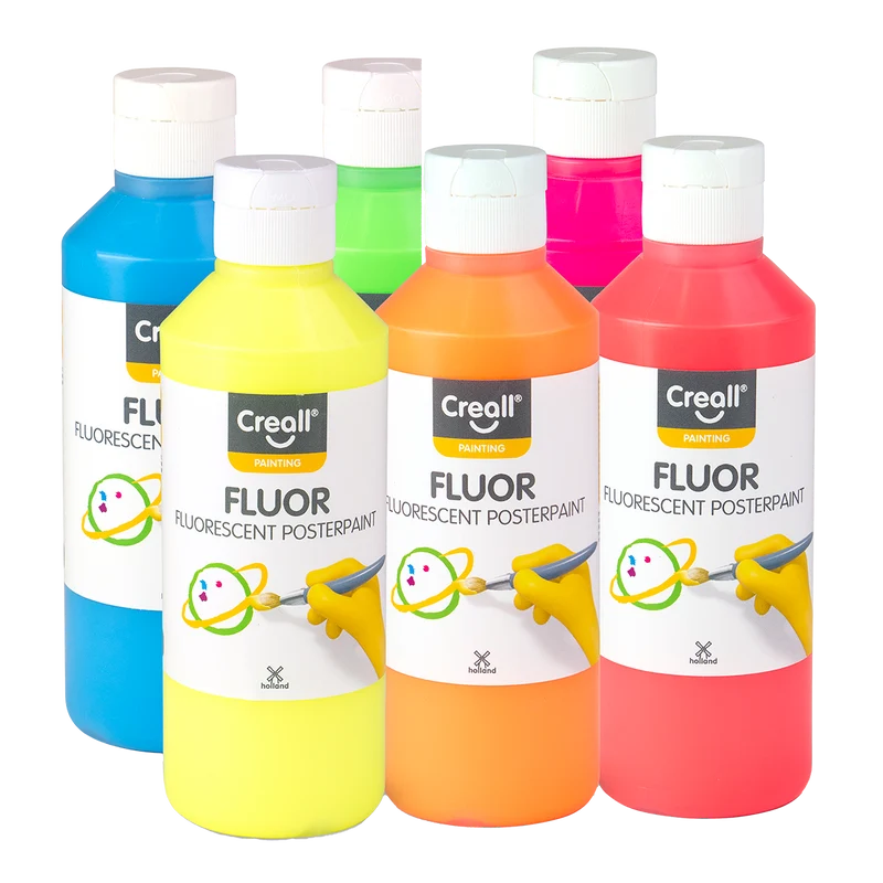 Creall комплект темперни бои Fluor, 6 × 250 ml, микс от цветове