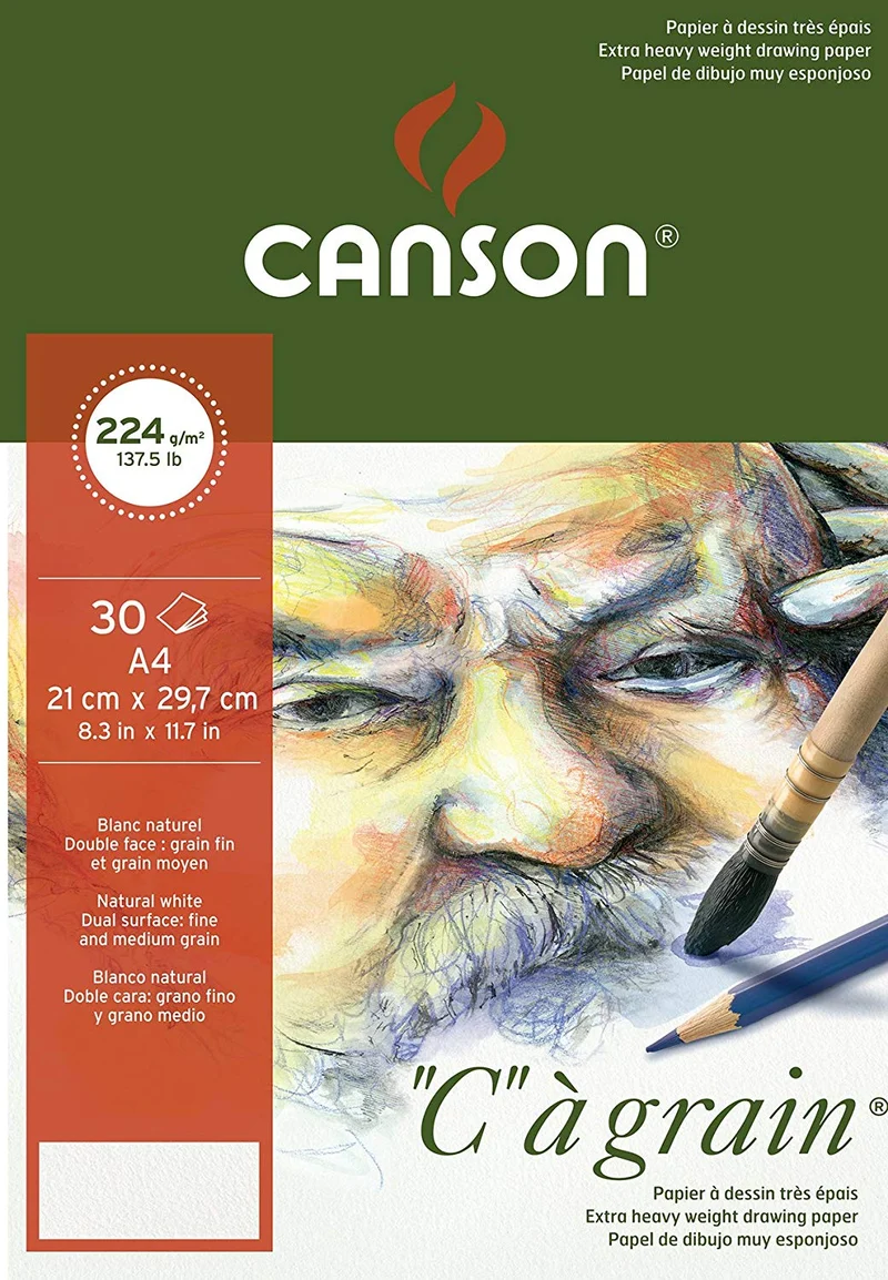 Canson C a grain blok za crtanje 224 g/m² 30 listova A4 sitnozrnat lijepljeni