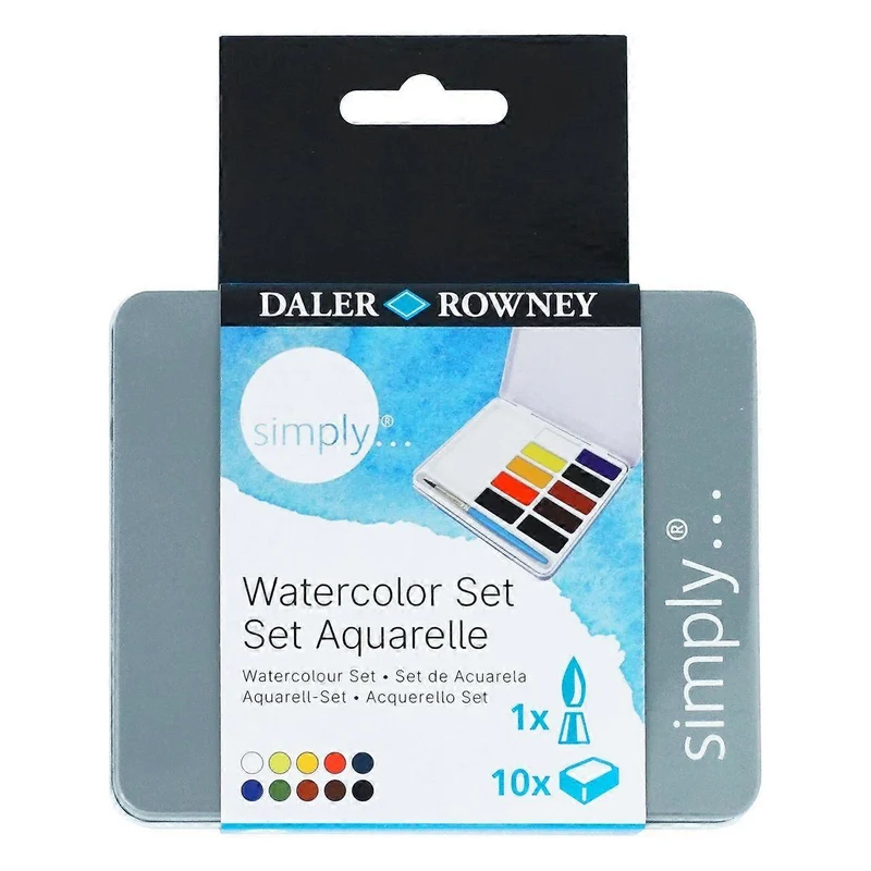 DALER ROWNEY Simply akvarelni set 10 polovičnih posodic s čopičem